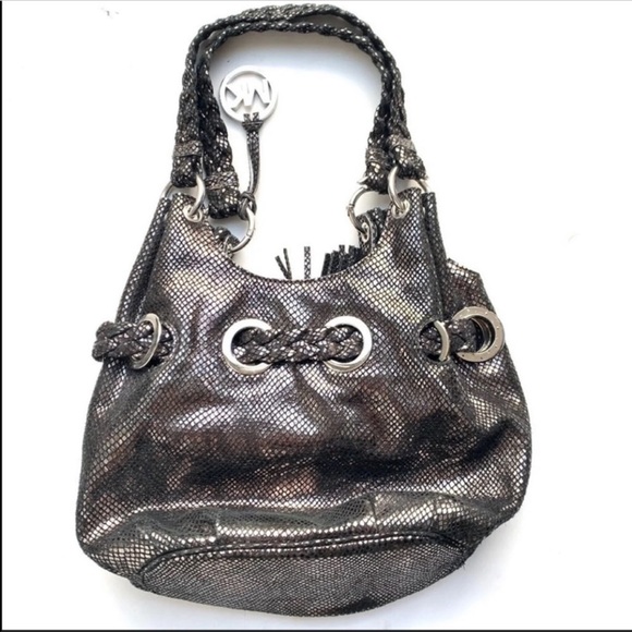 MK Michael Kors Gunmetal Black Snake Hobo Bag - Picture 2 of 8